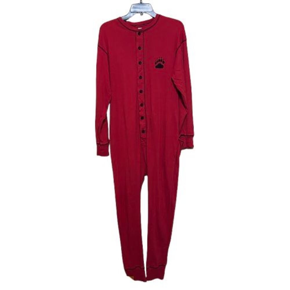 Lazy One Flapjacks Pajamas Adult Men Women Unisex Large Red Bear Graphic